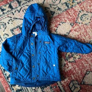 Patagonia Toddler Quilted Reversible Bright Blue Puffer Jacket with Hood